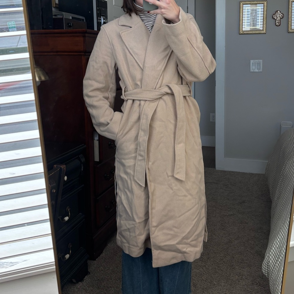 H&M Beige/Cream Belted Trench Coat